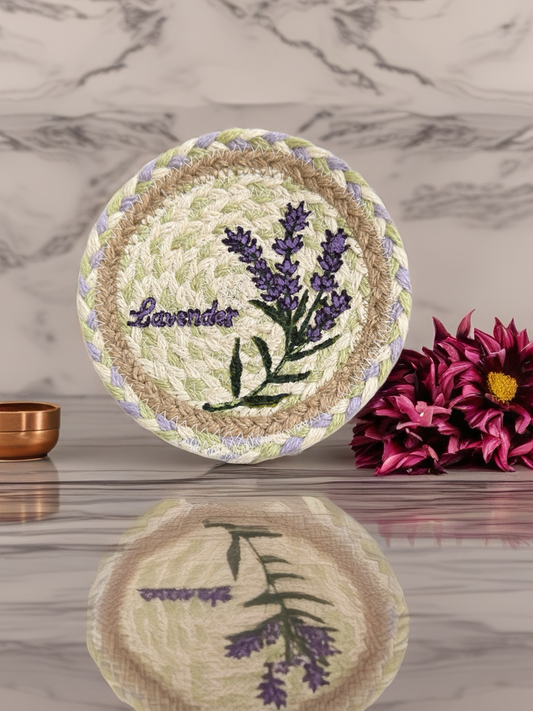 Braided Lavender table Topper 7” dia.