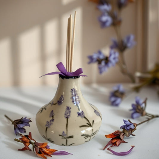 Artisan handcrafted and painted reed diffuser jar