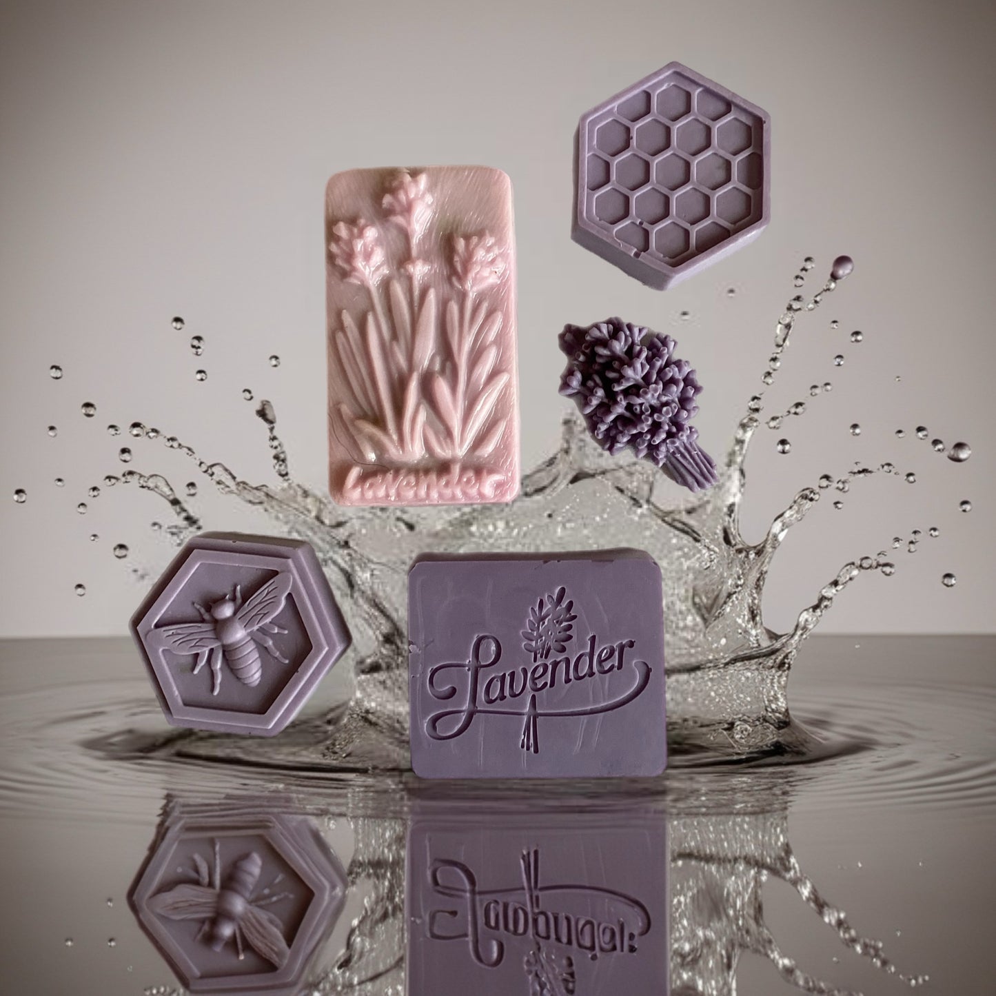 Individual molded decorative Shea butter with Lavender essential oil bar soap